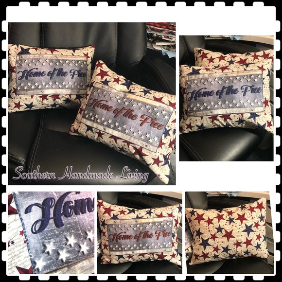 Handmade “Home of the Free” pillow Set - Picture 2 of 6